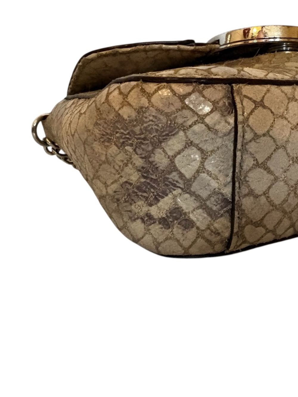 Michael Kors Y2K Vintage Metallic Gold Snake-Effect Crossbody Bag - Picture 6 of 10